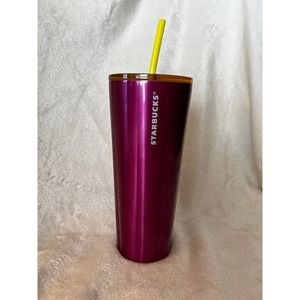 Starbucks Scalloped Pink Purple Petunia Metallic Cup Stainless Tumbler